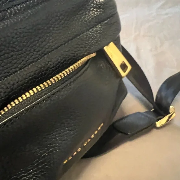 Marc Jacobs Black Leather Backpack with Gold Accents display picture 1
